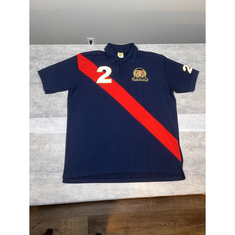 MENS BARCELONA L BRAND   SIZE XXL POLO SOCCER BLUE POLO FOOTBALL SHIRT
